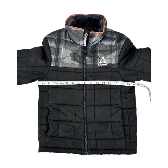 Gerry Boys Lightweight Puffer Jacket Size Small 7-8 Black Gray Camo Pockets - Picture 6 of 10